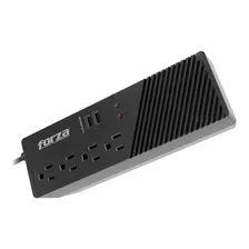 Regulador De Voltaje Forza 1000va 500w 4 Tomas 2 Usb 120v Color Negro