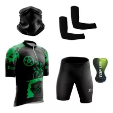 Conjunto Ciclismo Com Proteção Uv E Forro Em Gel Black