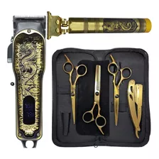 Kit Profissional Barbeiro 3 Tesouras + 2 Máquinas De Cabelo