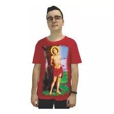 Camiseta Religiosa Masculina São Sebastião Vermelha