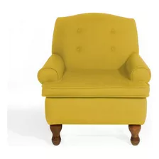 Kit 2 Poltronas Da Vovó Lucy Decorativa Luxo Suede Cores Cor 1004 Suede Amarelo