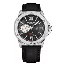 Reloj De Caballero Stuhrling Automático Legacy 4018 44mm Color De La Correa Negro/plata