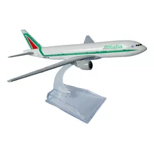 Miniatura De Avião B777 Alitalia Em Metal 16cm