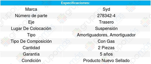 2 Amortiguadores Suspension Gas Trasero Windstar 95-04 Foto 3