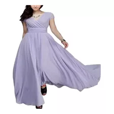 Vestido De Noche Maxi De Cintura De Color Sólido Para Mujer