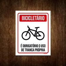 Placa De Sinalização - Bicicletário Obrigatório Tranca 27x35