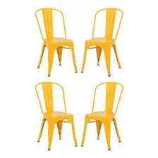 Cadeira De Jantar Desillas Tolix, Estrutura De Cor Amarelo, 4 Unidades