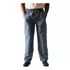 Calça Para Trabalho Uniforme Em Oxford Com Elástico E Bolsos