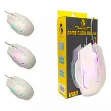 Mouse Gamer Com Fio Led Rgb Usb Para Computador Pc Branco