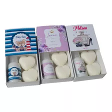 35 Cajas Personalizadas Con Crema Y Jabón Corazón Souvenirs