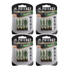 4 Cartelas Pilha Palito Recarregável Aaa 2700mah