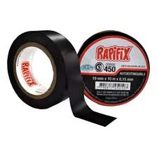 Cinta Aisladora -rapifix- 19mm X 10m X 0,15mm -10 Rollos- Color Negro Liso