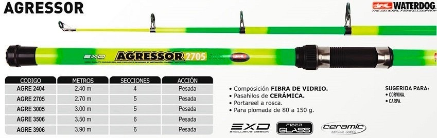 Caña Telescopica Agressor 2404 Waterdog Variada !!!