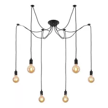 Lustre Pendente Retrô Aranha Preto 6 Lâmpada Inovartte Inl82 110v/220v