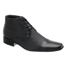 Bota Social Casual Masculina Preta Com Cadarço San Lorenzo 