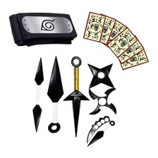 Bandana Naruto Aldeia Folha Infantil + Kit Kunai C/ Shuriken