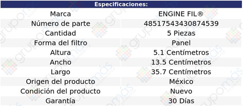 5 Filtros De Aire Engine Fil C320 V6 3.2l 2001 A 2005 Foto 2