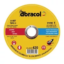 Disco De Corte De 4 1/2 X 1/16 A46t Ref 420 Doble Proposito 