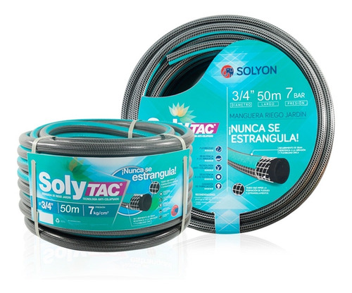 Manguera Riego 3/4 X 25 Mts Anticolapsable Solytac Aquaflex