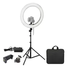 Iluminador Ring Light 18 80w 48cm Tripe 448 Leds Cor Da Estrutura Preto Cor Da Luz Branco-quente E Branco Frio 110v/220v