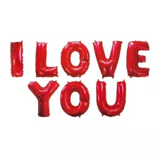 Balão Metalizado Frase I Love You - 8 Letras 40cm Vermelho
