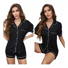 Pijama De Seda De Verano Para Mujer Conjunto De 2 Piezas