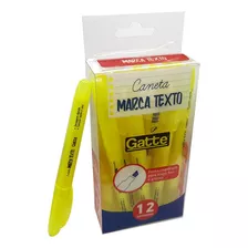 Caneta Marca Texto Gatte Amarelo Pt C/ 12 Un