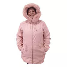 Jaqueta Parka Feminina Apeluciada Capuz Inverno Grande Bege