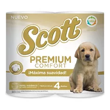 Papel Higiénico Scott Premium Comfort Triple Hoja 4 Rollos