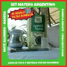 Oferta Promo!set Mate Aluminio-madera+yerba500gr+bombilla+fi