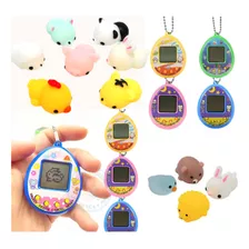 Combo Mascota Virtual Tamagotchi + 5 Squishies Mochi 