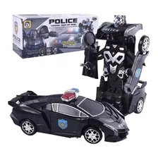 Brinquedo Carro Polícia 2 Em 1 Transformers Robô 