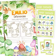 Juegos Baby Shower Dinosaurio Personalizado Imprimible