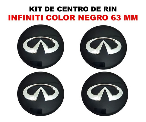 Kit De 4 Centros De Rin Infiniti Fx35 2009-2012 Negro 63 Mm Foto 2