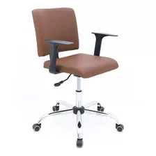 Cadeira Secretária Almofadada Giratória - Marrom Premium