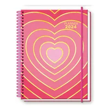 Planner 2024 Feminino Semanal Mensal Organizador Dia Coração Cor Da Capa Pink