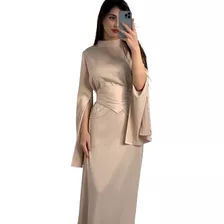 Vestido De Manga Larga Con Medio Cuello Alto Femenino