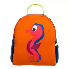 Mochila Infantil Neoprene Gumii - Cavalo Marinho Cor Laranja Desenho Do Tecido Liso