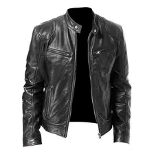 Chaqueta Ajustada De Cuero Frío Importado Para Hombre