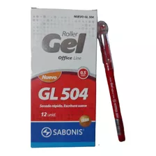 12 Boligrafo Gel Sabonis Gl-504 Color Del Exterior Negro Color De La Tinta Rojo