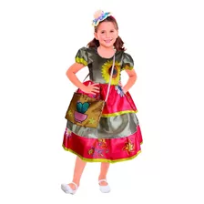 Vestido Festa Junina Infantil Quadrilha Luxo Menina C/ Bolsa