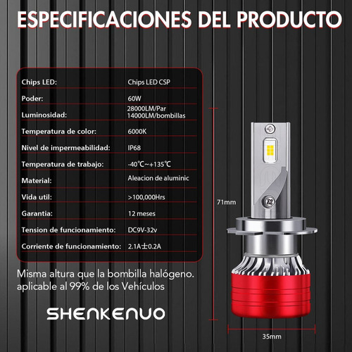 28000lm 6000k Focos Led Y Antiniebla Para Serie Fiat Foto 5