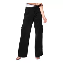 Calça Feminina Sarja Wide Leg Cargo Sawary 