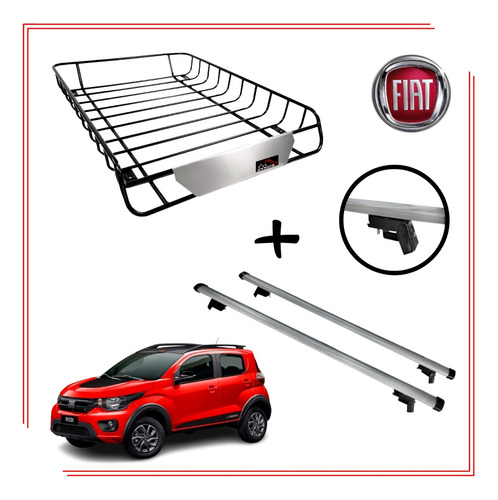 Kit Barras Acero+ Canastilla Porta Maleta Fiat Mobi 2023 Foto 5