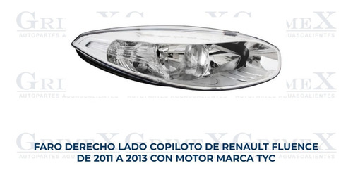 Faro Renault Fluence 2011-11-2012-12-2013-13 Tyc Ore Foto 10
