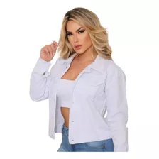 Jaqueta Jeans Feminina 100% Branca Com Botão
