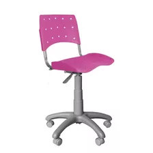 Cadeira Giratória Plástica Rosa Base Cinza - Ultra Móveis