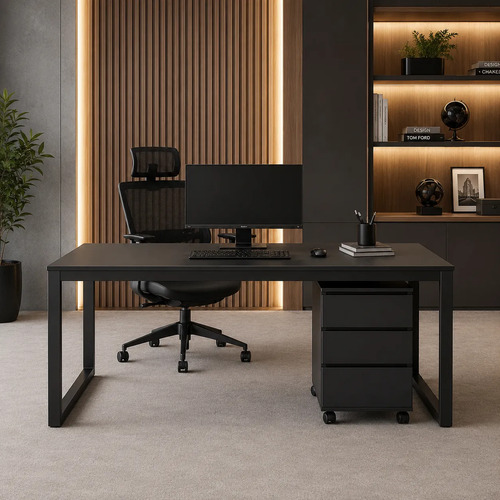 Mesa Setup Gamer E Home Office Com Gaveteiro Preto