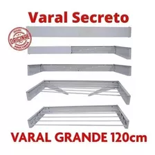  Varal Magico 120cm 7 Varetas Alumínio Parede Retrátil 