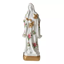 Santa Terezinha Imagem Escultura Católica 20 Cm Flor Dourado
